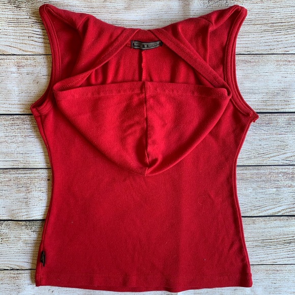 Denim & Blues | Girls Red Sleeveless Hoodie - Picture 4 of 11